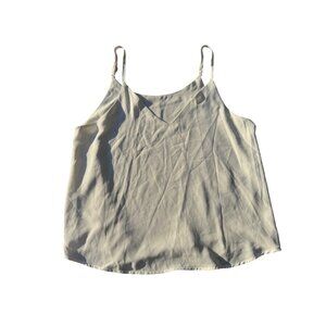 Womens Cream Sleeveless Camisole Top With Adjustable Spaghetti Straps V-Neck